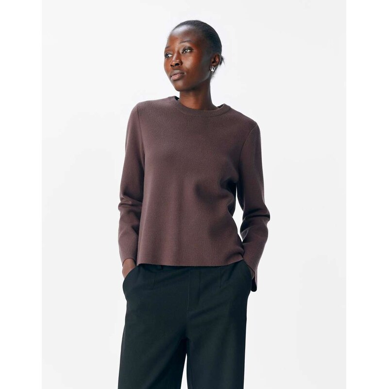 Object Knitted pullover in seal brown