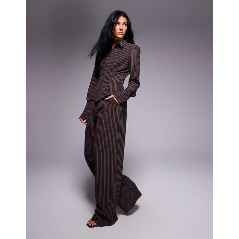 Kaiia exclusive straight leg tailored trousers co-ord in brown