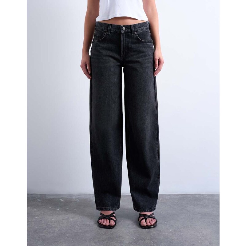 Topshop Cinch low rise relaxed jean in washed black