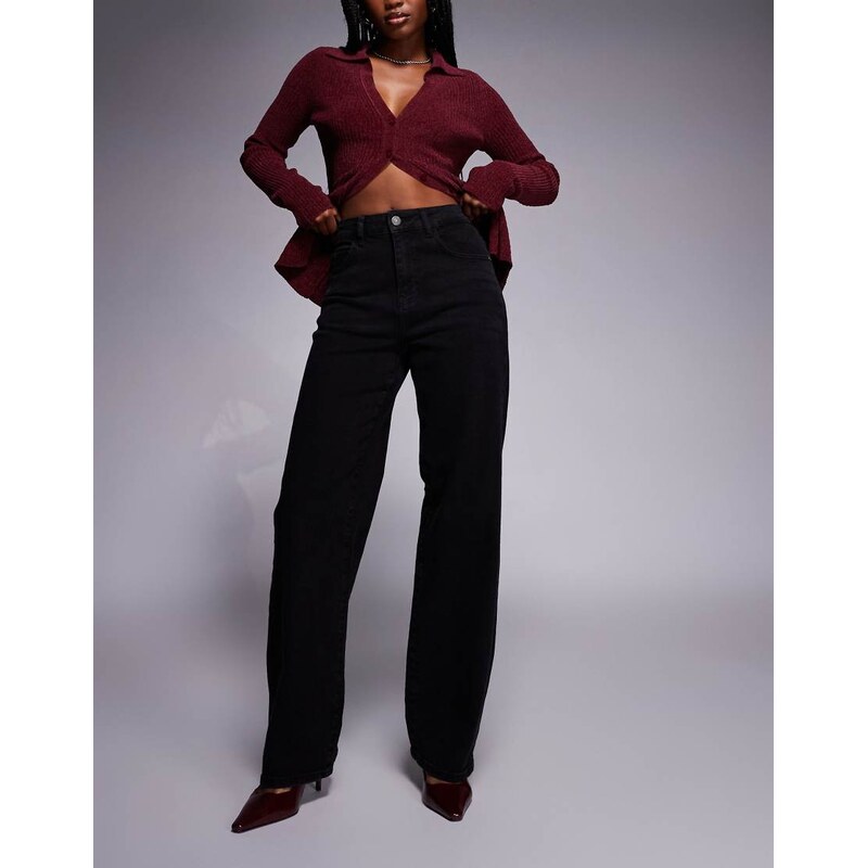 Noisy May Josie high waist baggy jeans in black 108187284