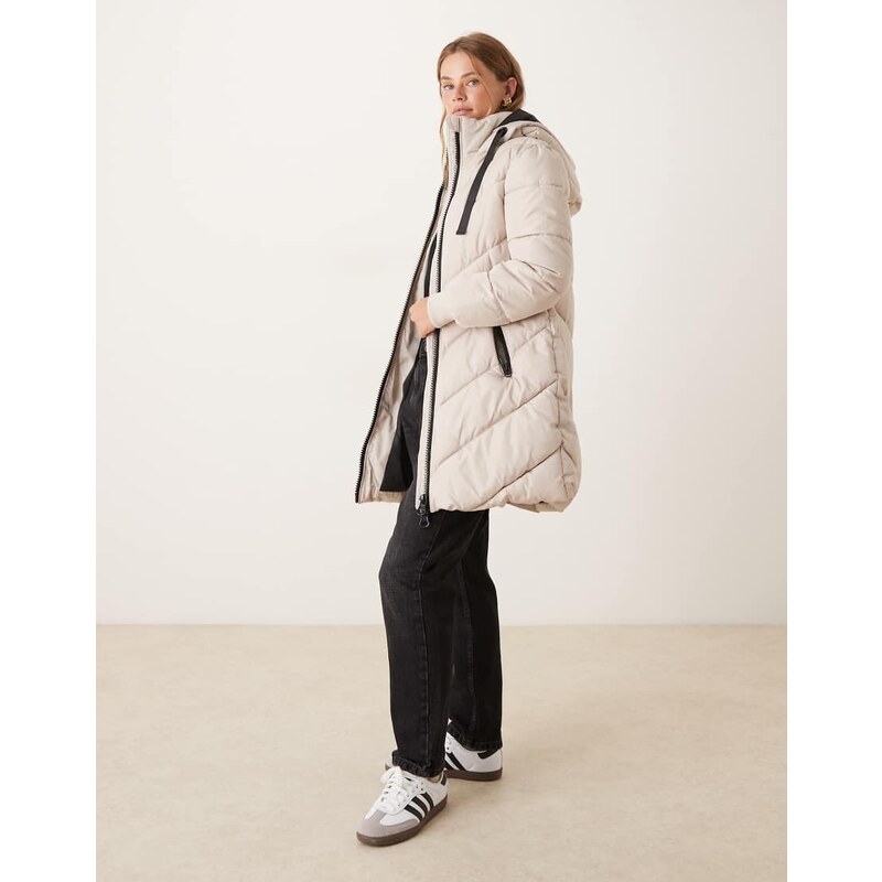 JDY chevron hooded padded coat stone-Neutral
