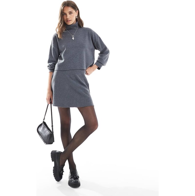 ONLY seam detail knitted mini skirt co-ord in grey