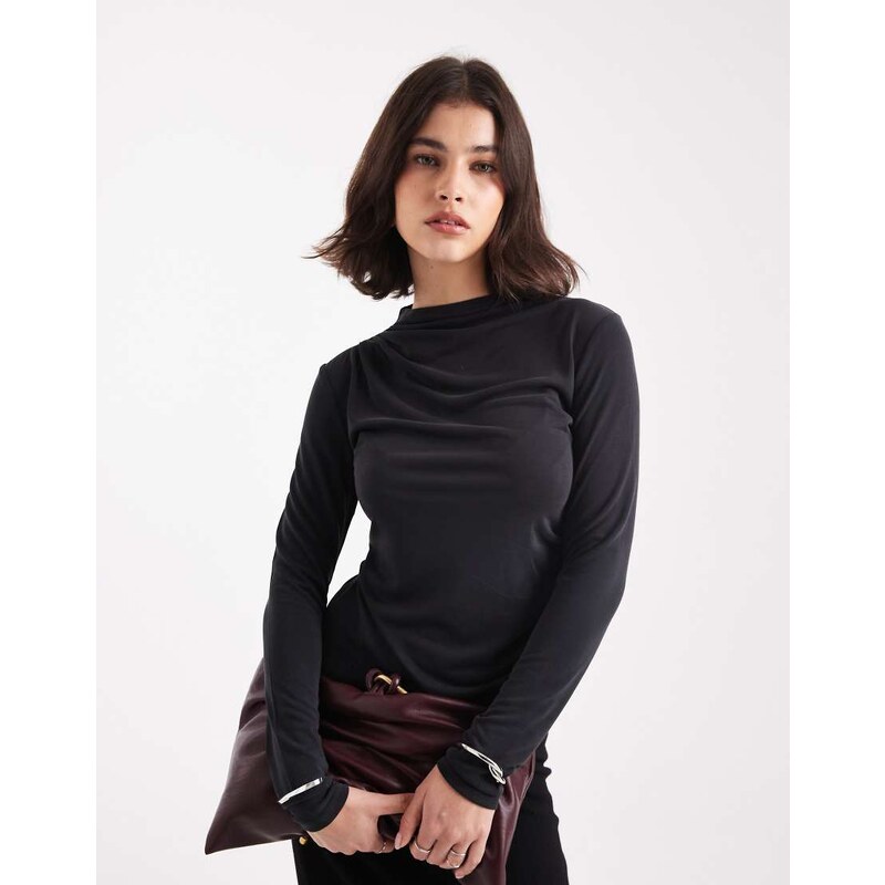 ONLY ruched top in charcoal grey