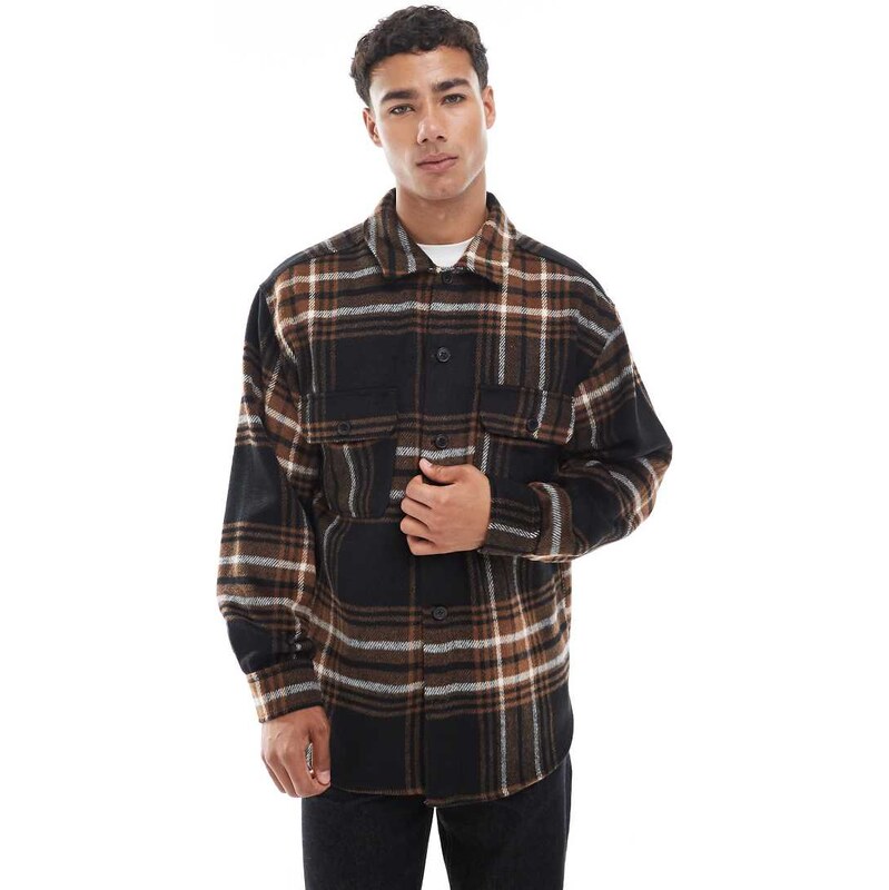 Jack & Jones overshirt in brown check