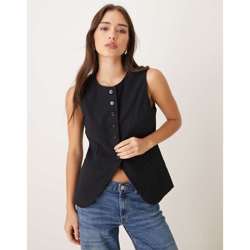 Mango high neck tailored waistcoat co-ord in black 115740616