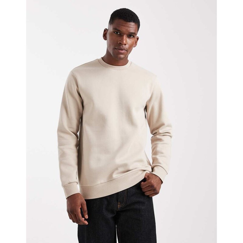 ONLY & SONS crew neck sweatshirt in stone-White