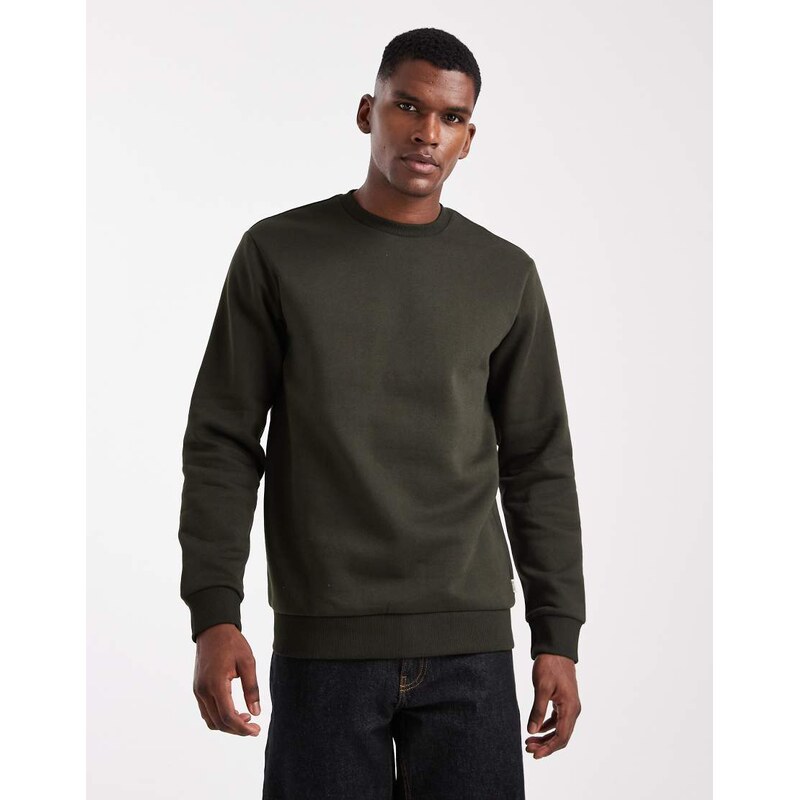 ONLY & SONS crew neck sweatshirt in khaki-Green