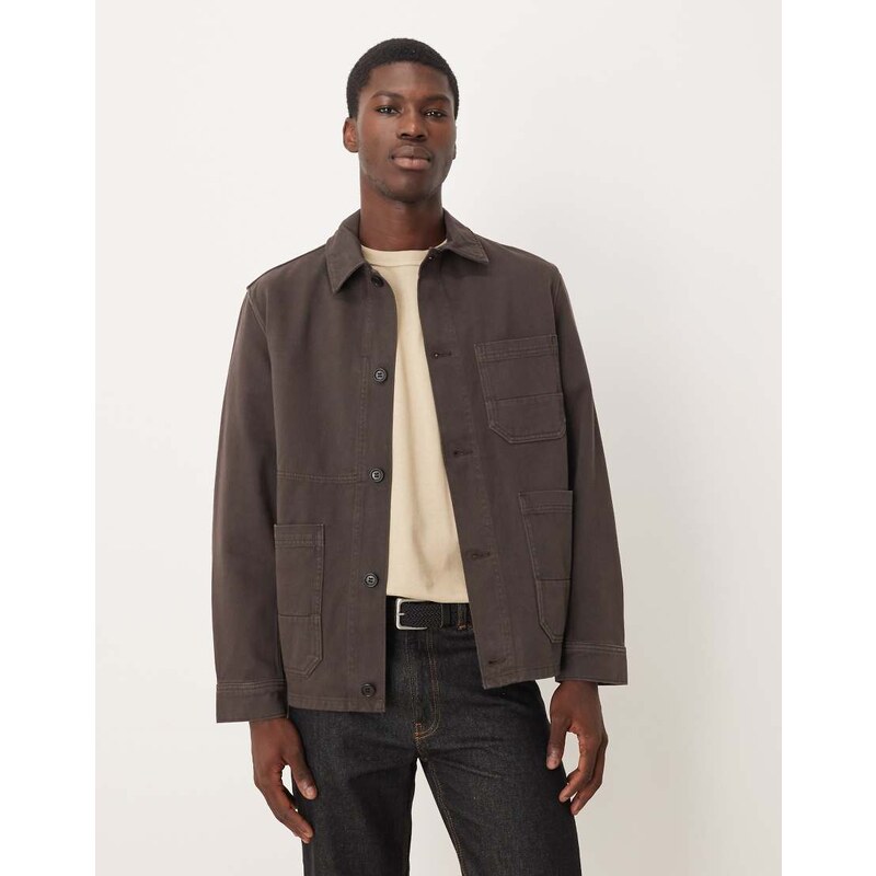ARKET overdyed twill shacket in brown