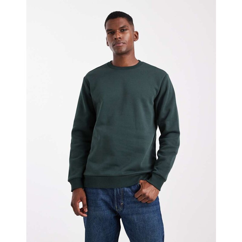 ONLY & SONS crew neck sweatshirt in dark green