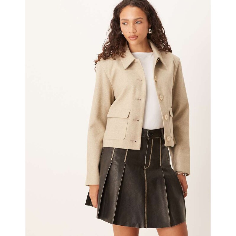 JDY short smart jacket in beige-Neutral 109113292