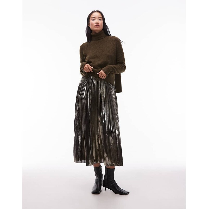 Allsaints Spark 2 in 1 dress in bronze brown 108488467