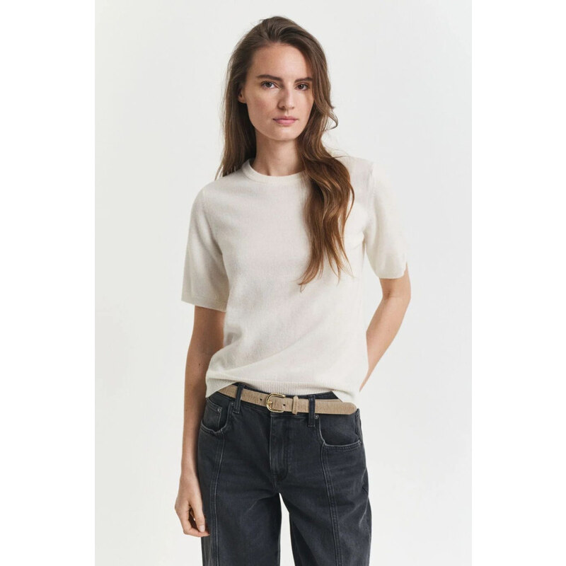 SVETR GANT SUPERFINE LAMBSWOOL SS C-NECK CREAM
