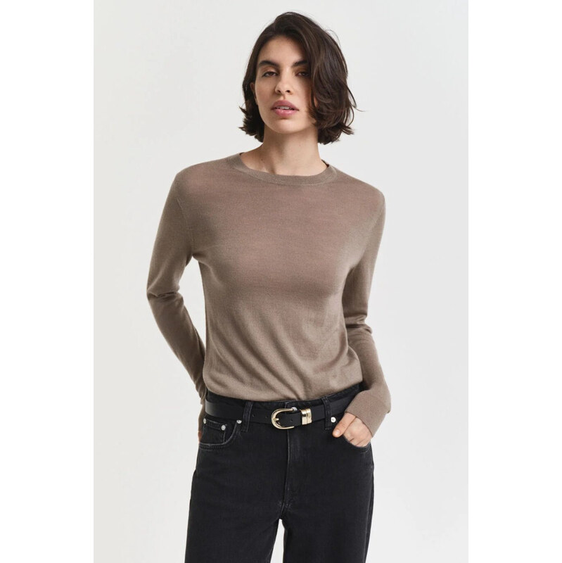 SVETR GANT FINE MERINO C-NECK TAUPE BEIGE 108188692