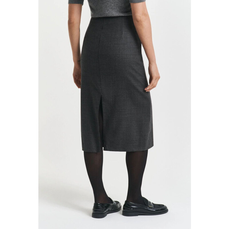SUKNĚ GANT MIDI CHECKED WOOL PENCIL SKIRT CHARCOAL MELANGE