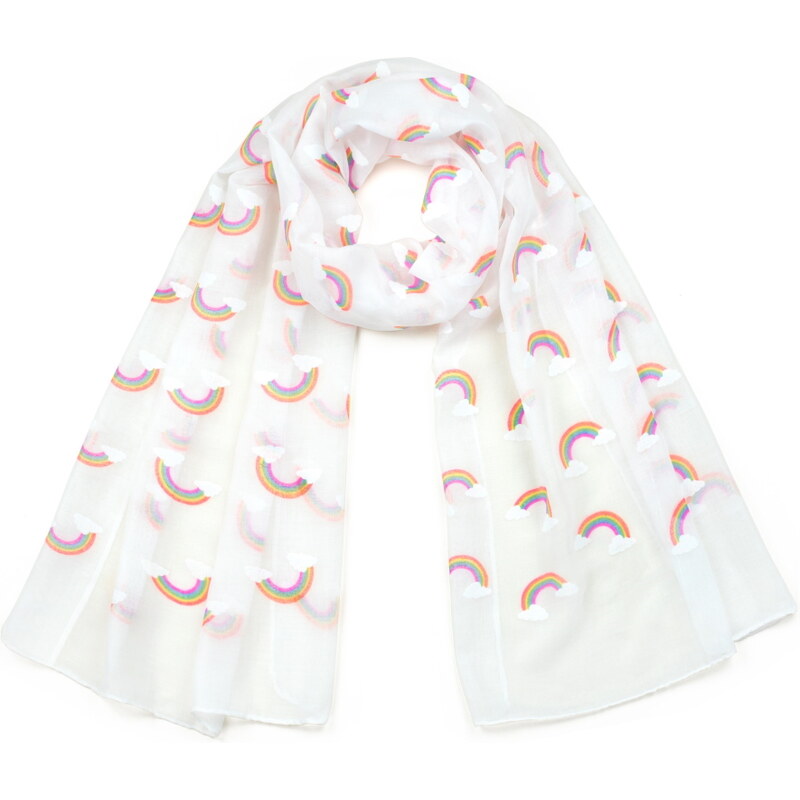 Dívčí šála Art of Polo SZ22218 bílá s duhou | Cooltovka.cz