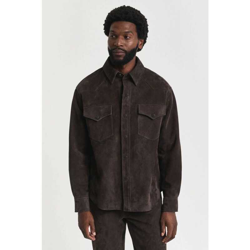 BUNDA GANT REL SUEDE RODEO SHIRT DEEP BROWN