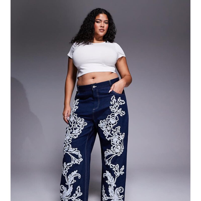 ASOS LUXE Curve embellished dream cornelli straight leg jean in