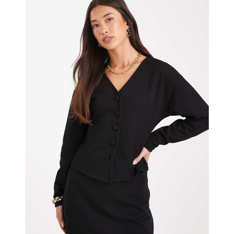 Vero Moda soft cinched waist cardigan mix & match co-ord in black 108196021