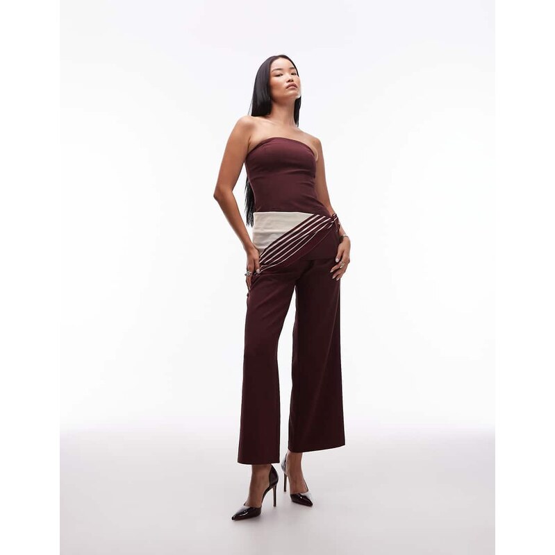 4th & Reckless tailored wide leg pleat detail trousers co-ord in 108199593