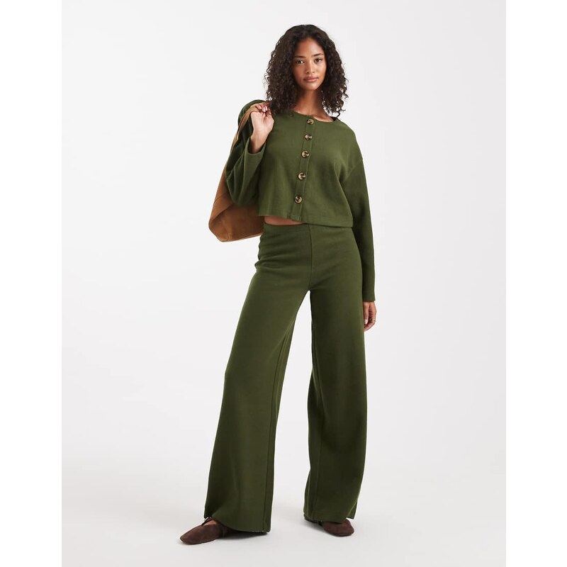 Miss Selfridge super soft trouser co-ord in olive-Green