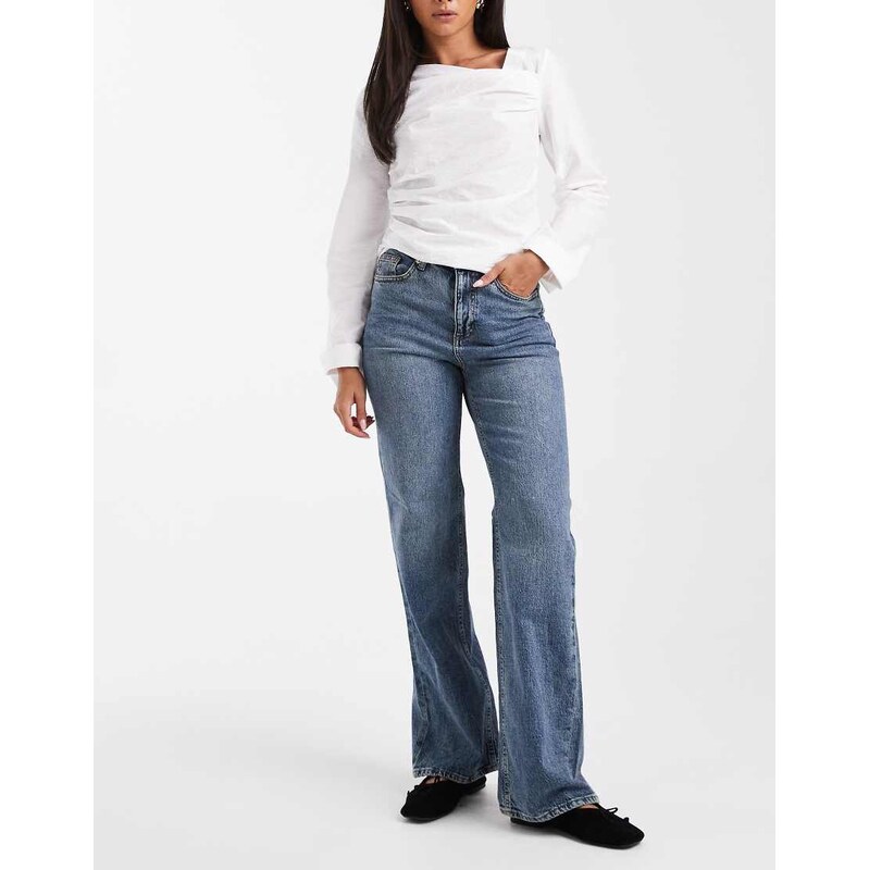 Vero Moda Tessa high waisted wide leg jeans in medium blue
