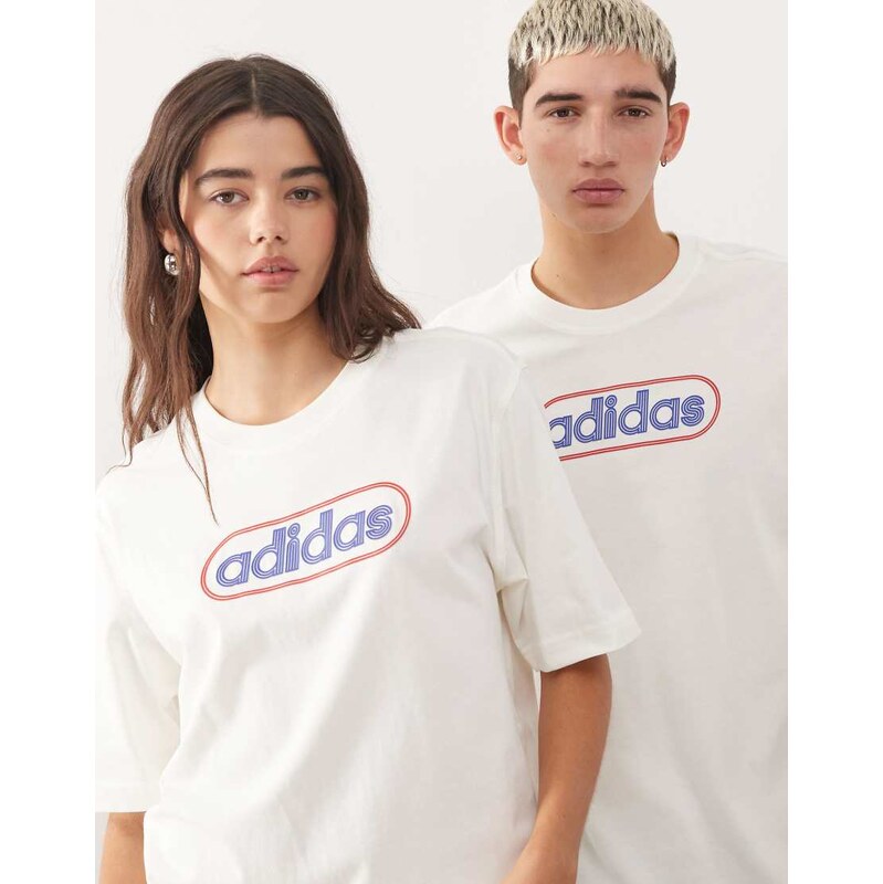 adidas Originals 80s logo graphic t-shirt in cream-White 108201572