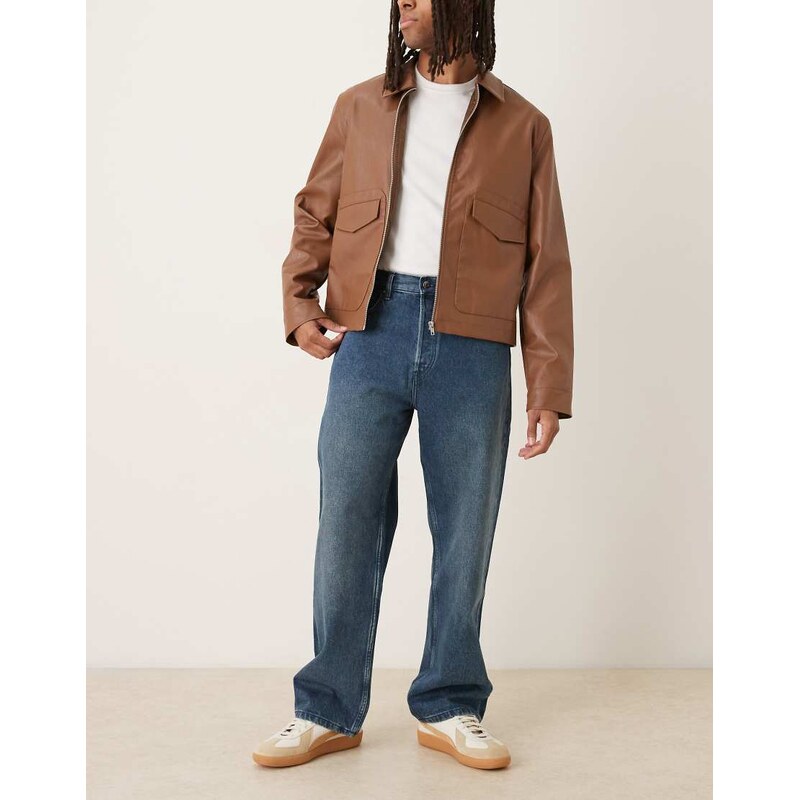 ARKET Mist low rise baggy wide leg jeans in green cast blue wash