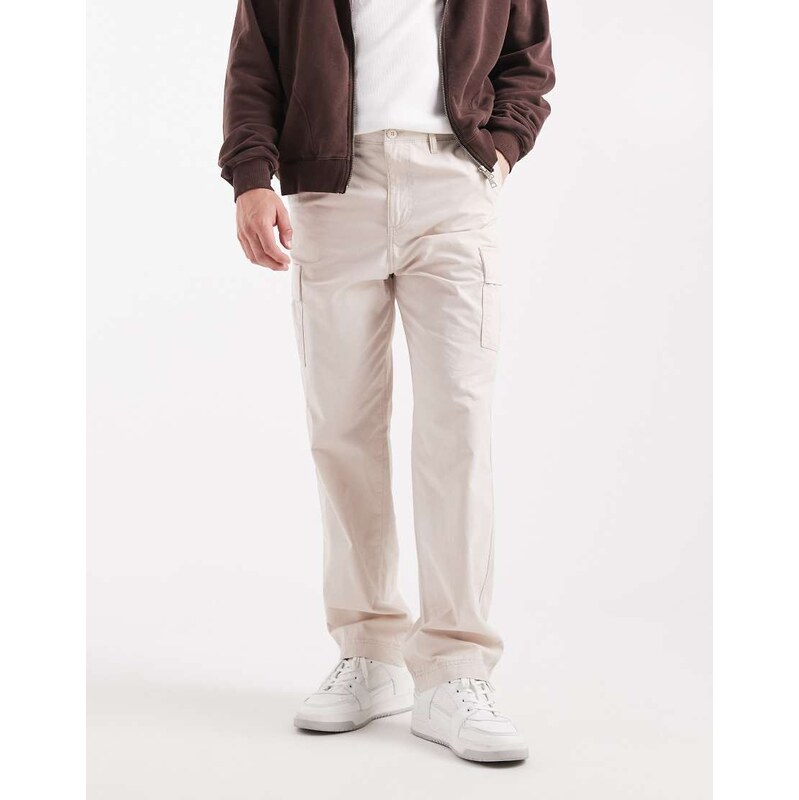 JJ Rebel cargo trouser in cream-White