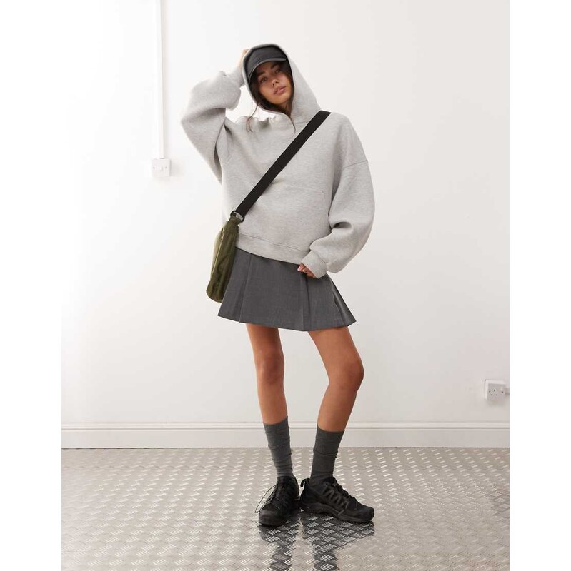 Weekday oversized hoodie in grey melange in scuba-style fabric 108199744