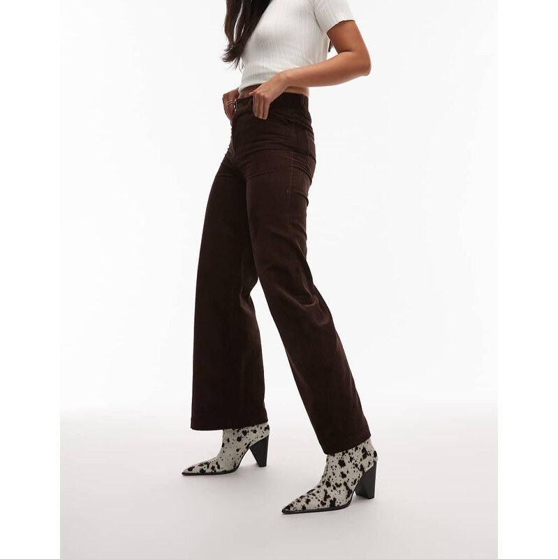 & Other Stories cord wide leg trousers with 5-pocket detail in brown 112321840