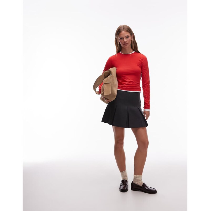 & Other Stories pleated mini skirt in grey 108199794