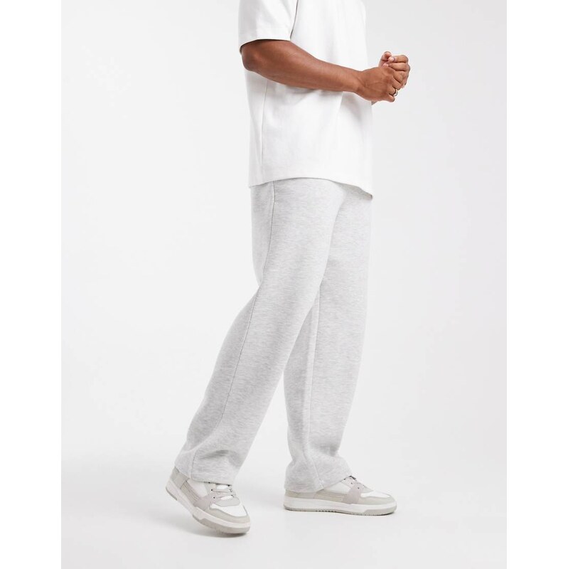ASOS DESIGN essentials wide leg jogger in white marl-Grey