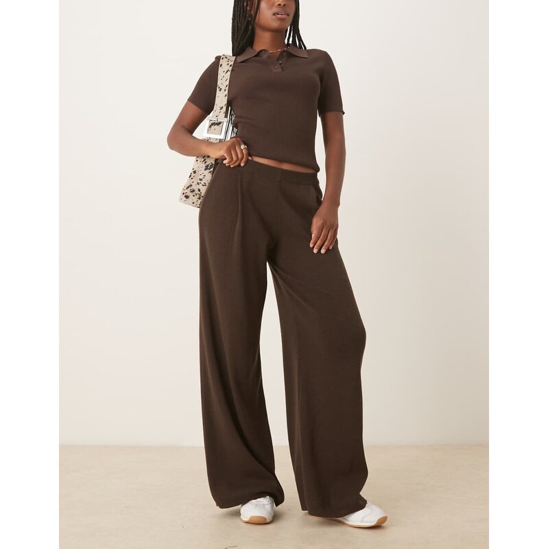 ASOS DESIGN knitted trouser co-ord in brown