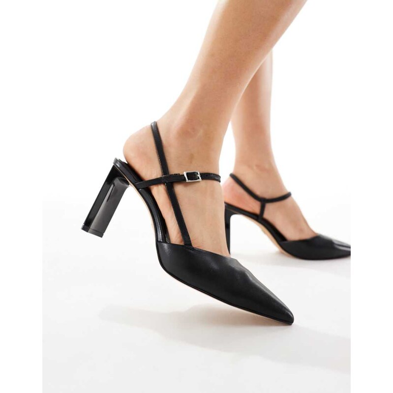ALDO Darabriver sling back court shoe in leather black 112255608