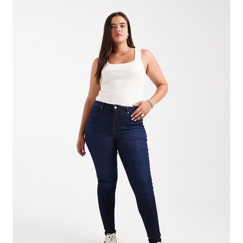 ONLY Curve push-up skinny jeans in dark blue 108201536