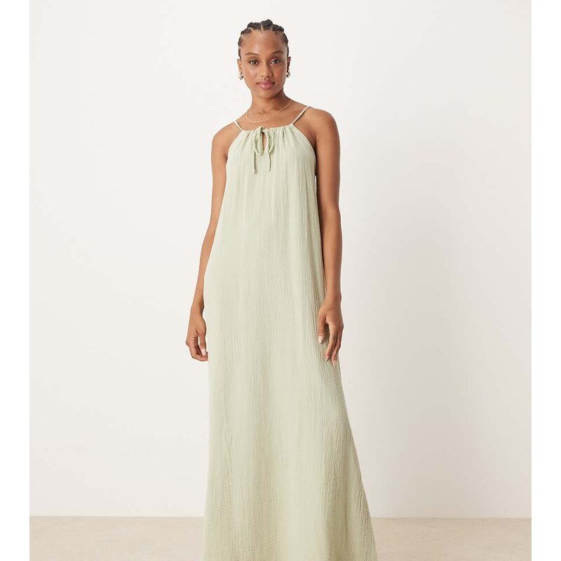 JDY Tall cheesecloth maxi dress in sage green 108201571
