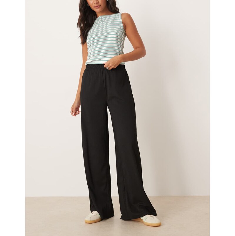 JDY textured wide leg trousers co-ord in black