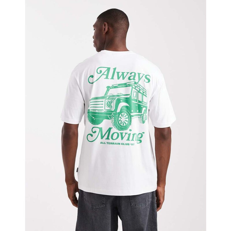 ONLY & SONS relaxed fit t-shirt with moving back print in white