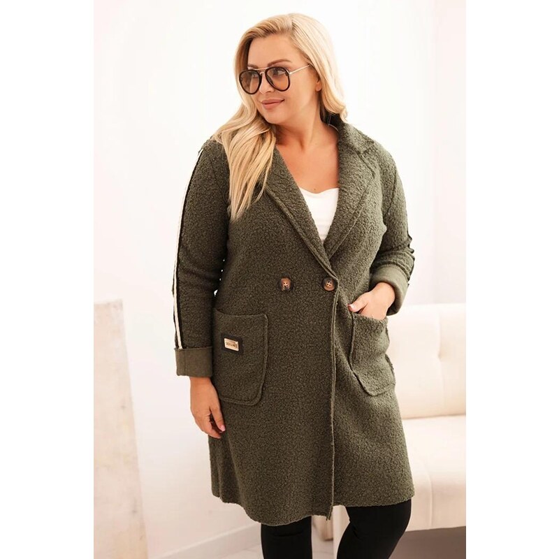 MladaModa Oversize kabát z umělého beránka s velkými kapsami model 108200892