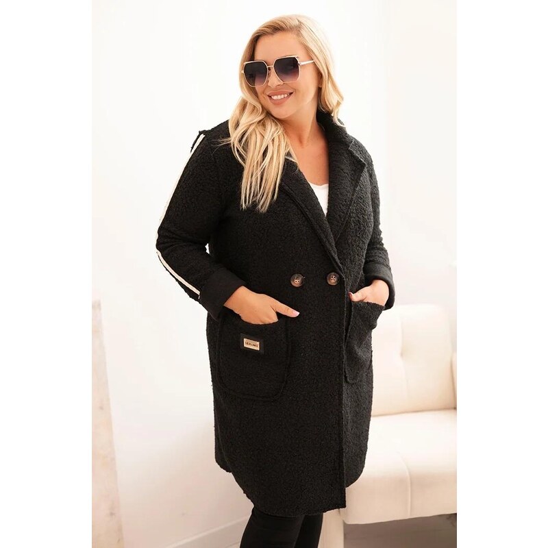 MladaModa Oversize kabát z umělého beránka s velkými kapsami model 108200891