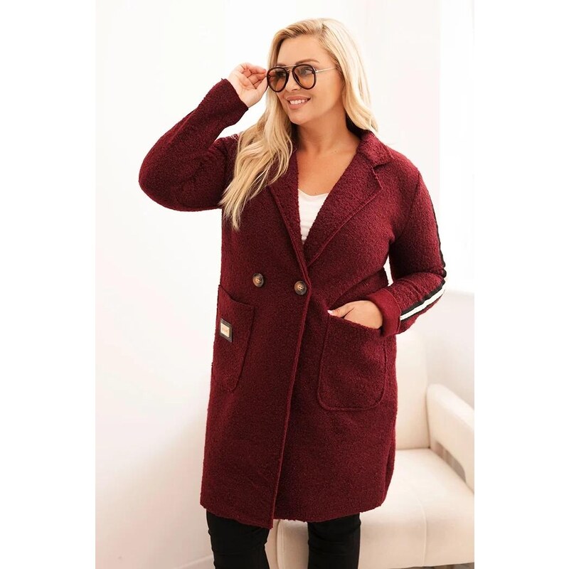 MladaModa Oversize kabát z umělého beránka s velkými kapsami model 108200896