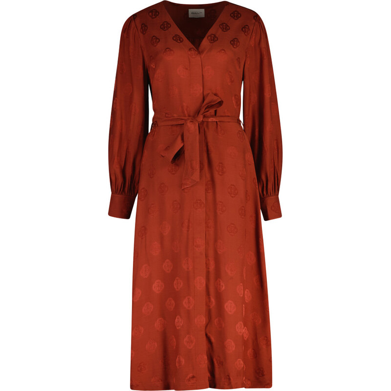 ŠATY GANT MIDI JACQUARD DRESS MODERN RUST