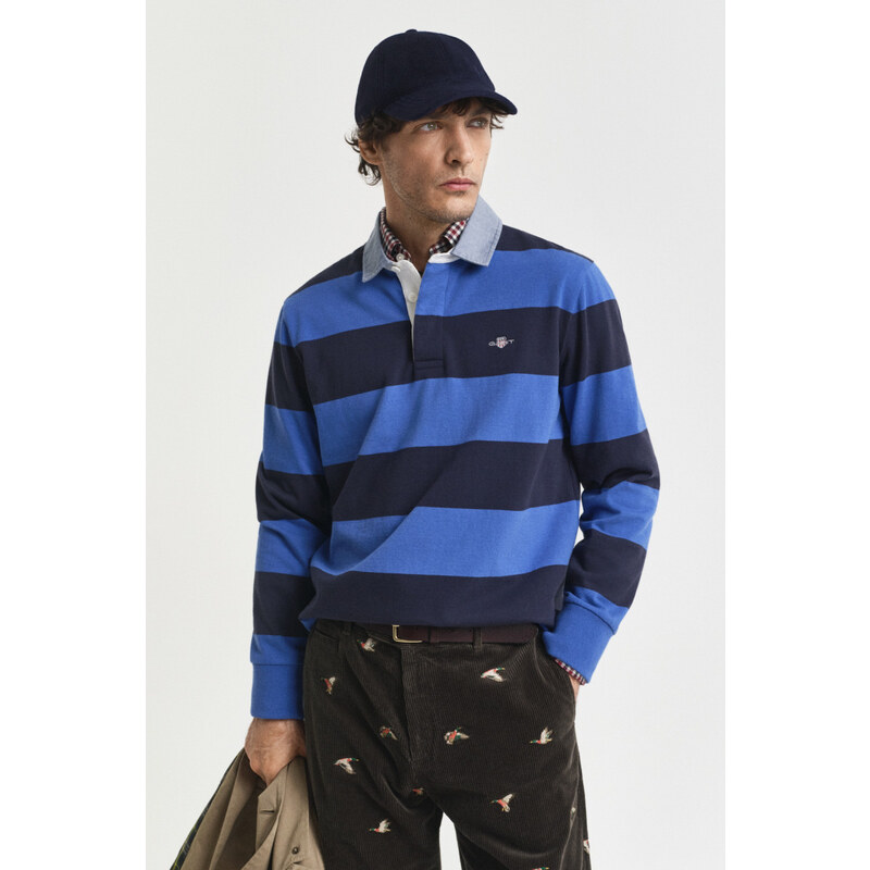 POLOKOŠILE GANT REG CHAMBRAY STRIPE HEAVY RUGGER RICH BLUE