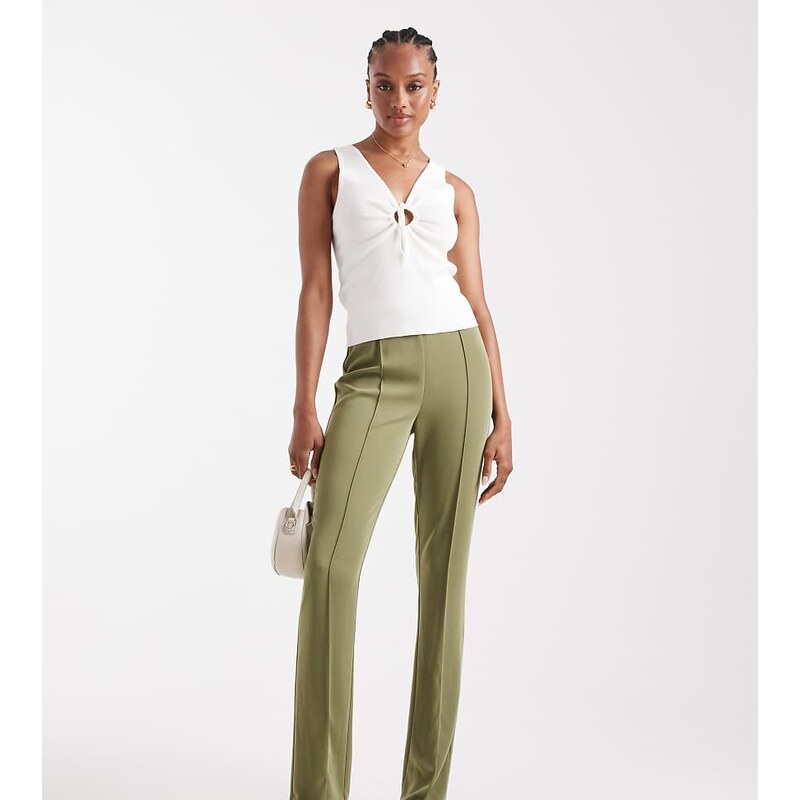 ASOS DESIGN Tall tailored flare trousers in olive-Green