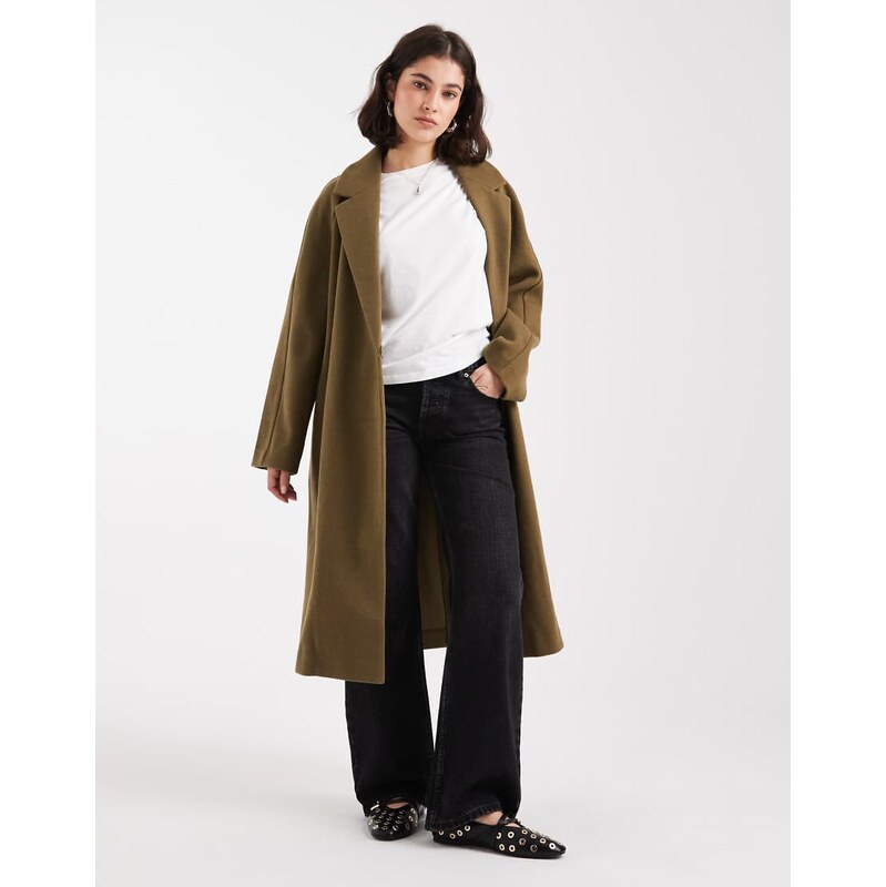 ASOS DESIGN chuck on overcoat in olive-Green