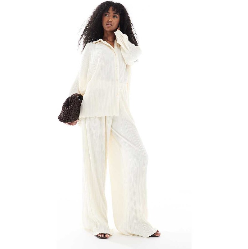 4th & Reckless plisse elasticated waist wide leg trousers co-ord in 112815308