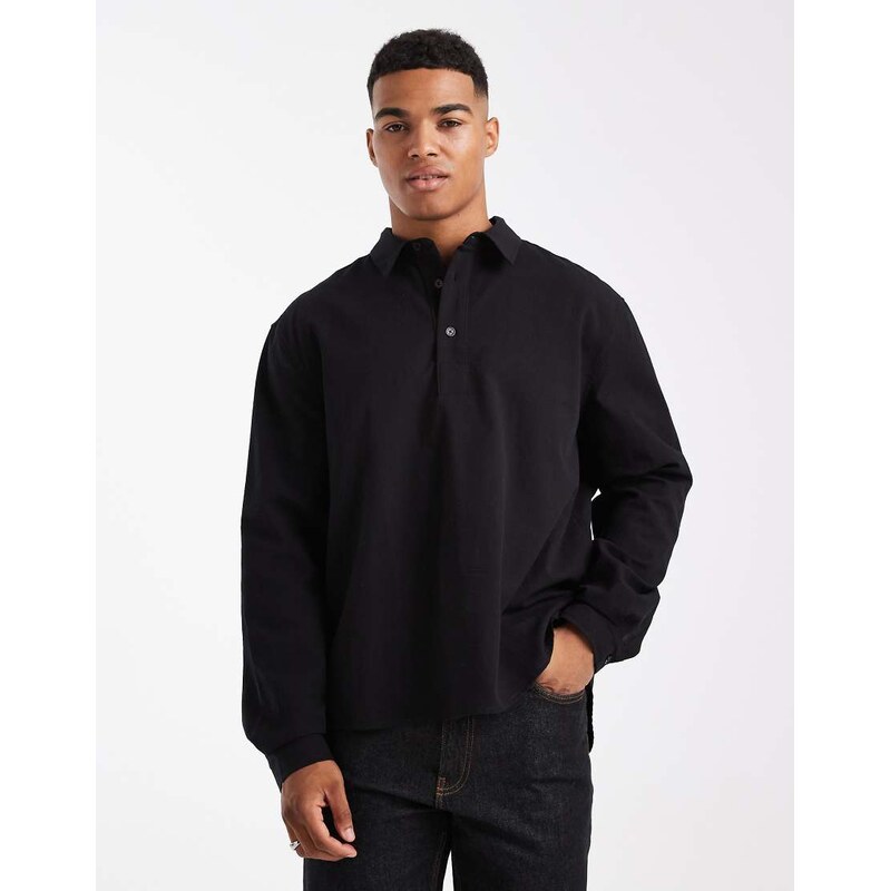 ASOS DESIGN relaxed overhead shirt in black