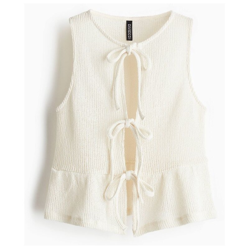 H&M - Top peplums předními vázačkami - Krémová