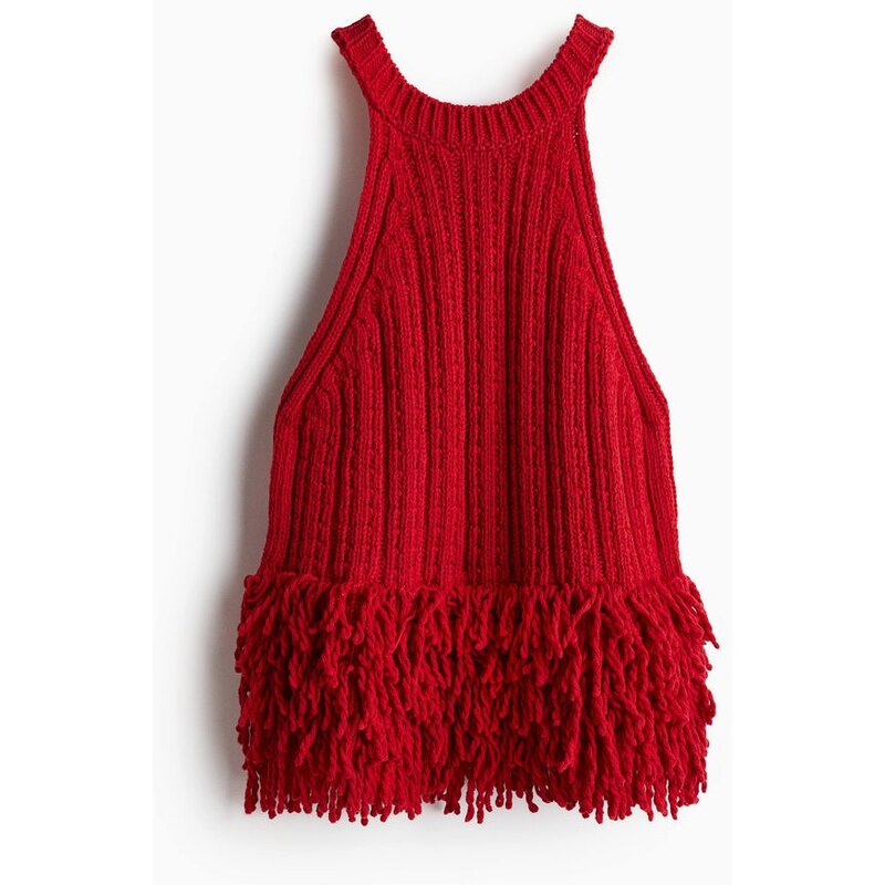 H&M - Pletený tops třásněmi - Červená
