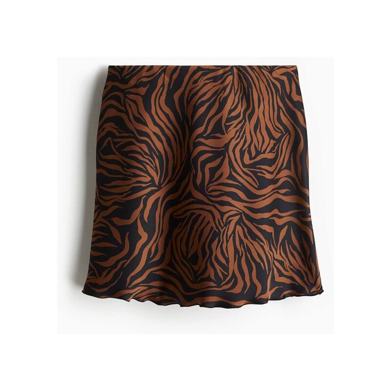 H&M - Saténová sukně slip skirt - Hnědá/Vzor